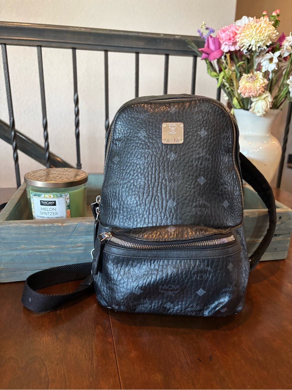 MCM Black Aren Sling Backpack